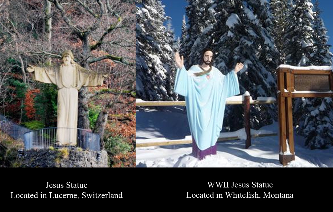 Comparison of the WWII statue and the one in Switzerland.