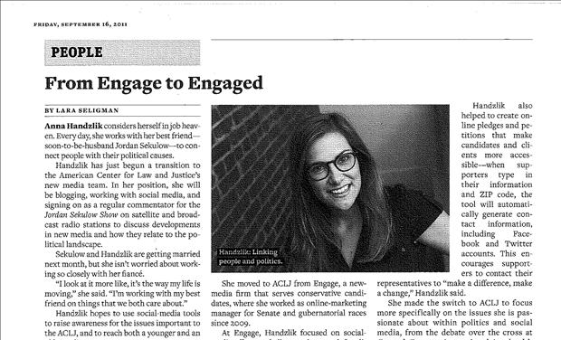 National Journal Profiles Newest ACLJ Team Member, Anna Hadzlik.