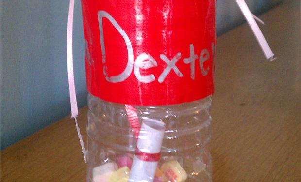 Dexter's John 3:16 message was removed from this valentine