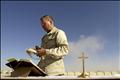 NAVY LT JAMES WEST PREPARES PROTESTANT SERVICE AT CAMP RHINO.