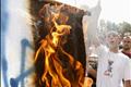 Jordanian supporters of opposition parties burn an Israeli flag and shout anti-Israel slogans during a demonstration in Amman
09/10/2009